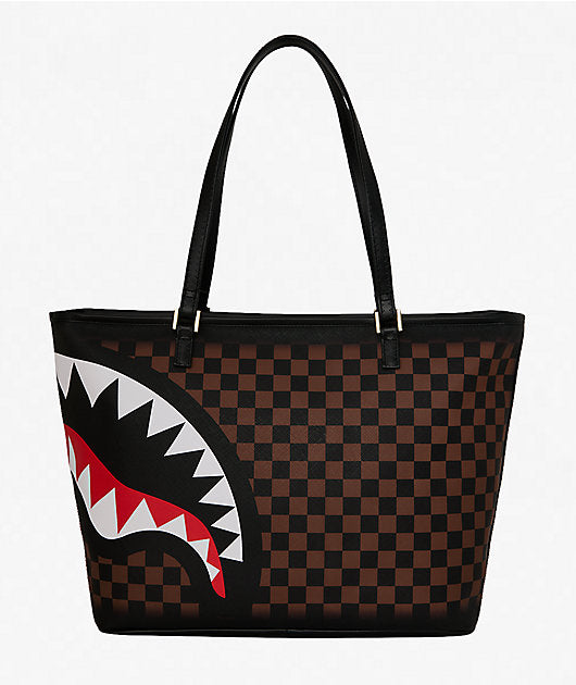 🔥🔥 Sprayground Checker Fade Tote Bag New Limited Edition Brown Large