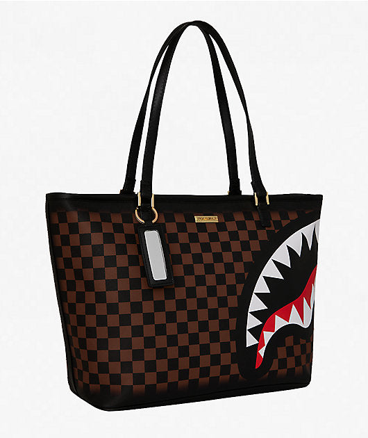 🔥🔥 Sprayground Checker Fade Tote Bag New Limited Edition Brown Large