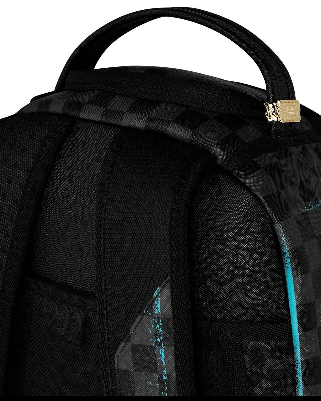 Authenti Sprayground Gamma Teal Check Backpack New Black Bookbag Large SchoolBag