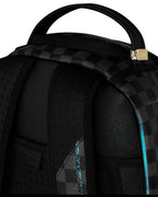 Authenti Sprayground Gamma Teal Check Backpack New Black Bookbag Large SchoolBag