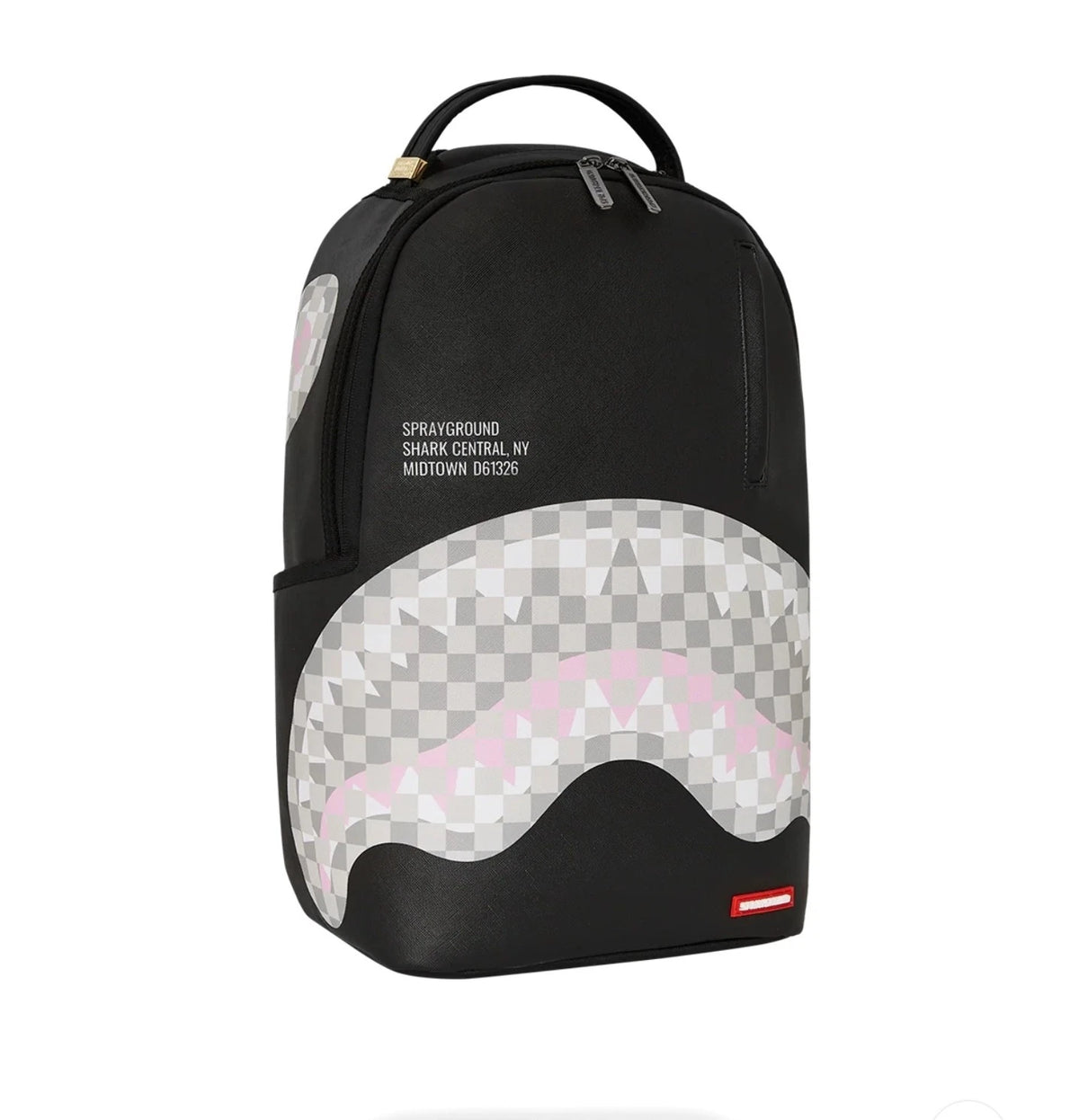 SHARK CENTRAL CREAM BLACK CHECK BACKPACK New Black Large Bookbag School Bag