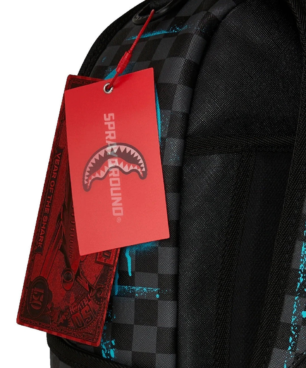 Authenti Sprayground Gamma Teal Check Backpack New Black Bookbag Large SchoolBag