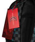 Authenti Sprayground Gamma Teal Check Backpack New Black Bookbag Large SchoolBag