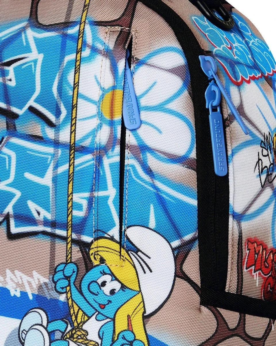 🔥🔥 Sprayground Smurfs Big Mural Backpack New Pitufos Bookbag Large School Bag