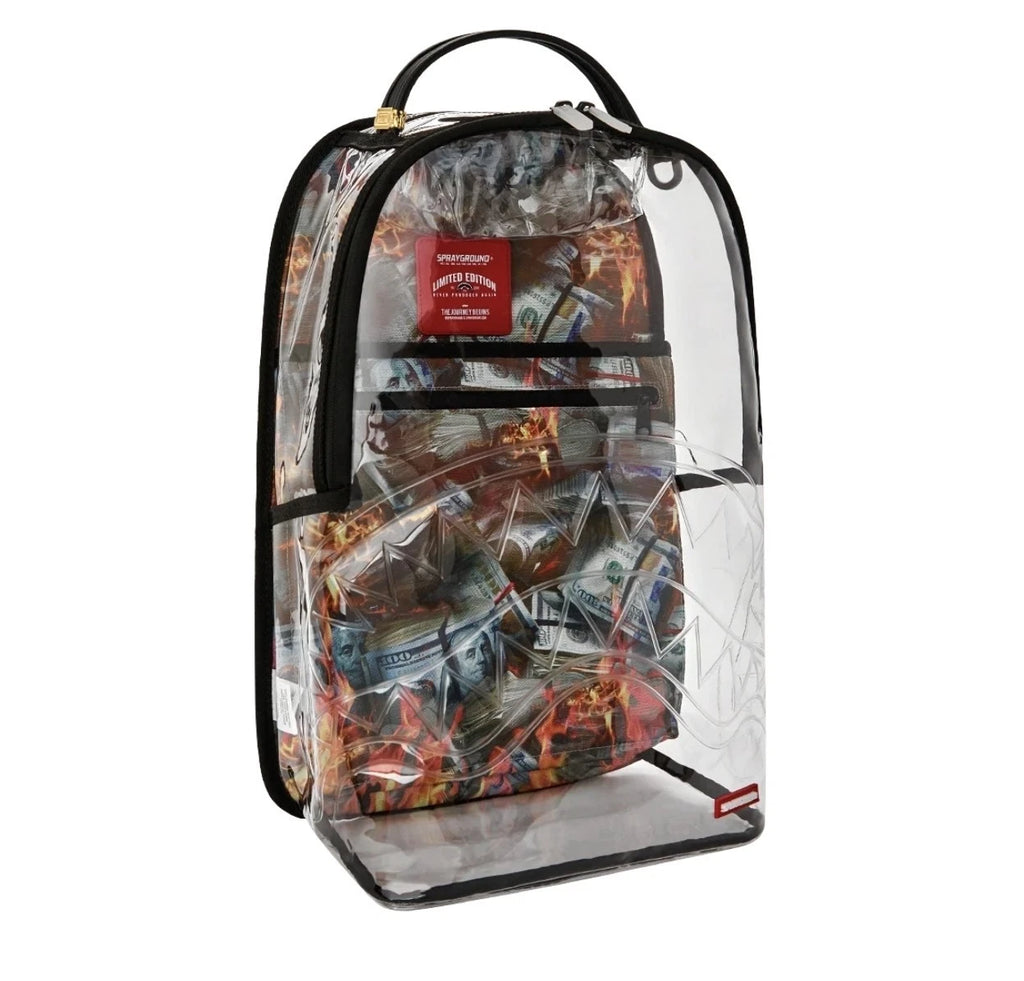 🔥Sprayground Stay Up Clear Backpack New PVC Transparent Bookbag Large School