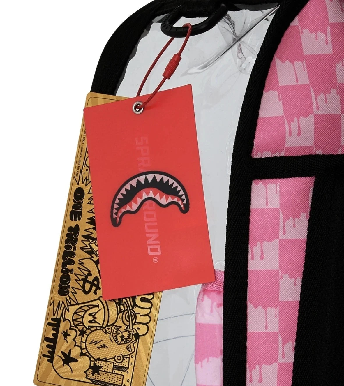 🔥🔥 Sprayground Clear Dlx Backpack - Checked Out (Pink Drip) Bag💥💥💥