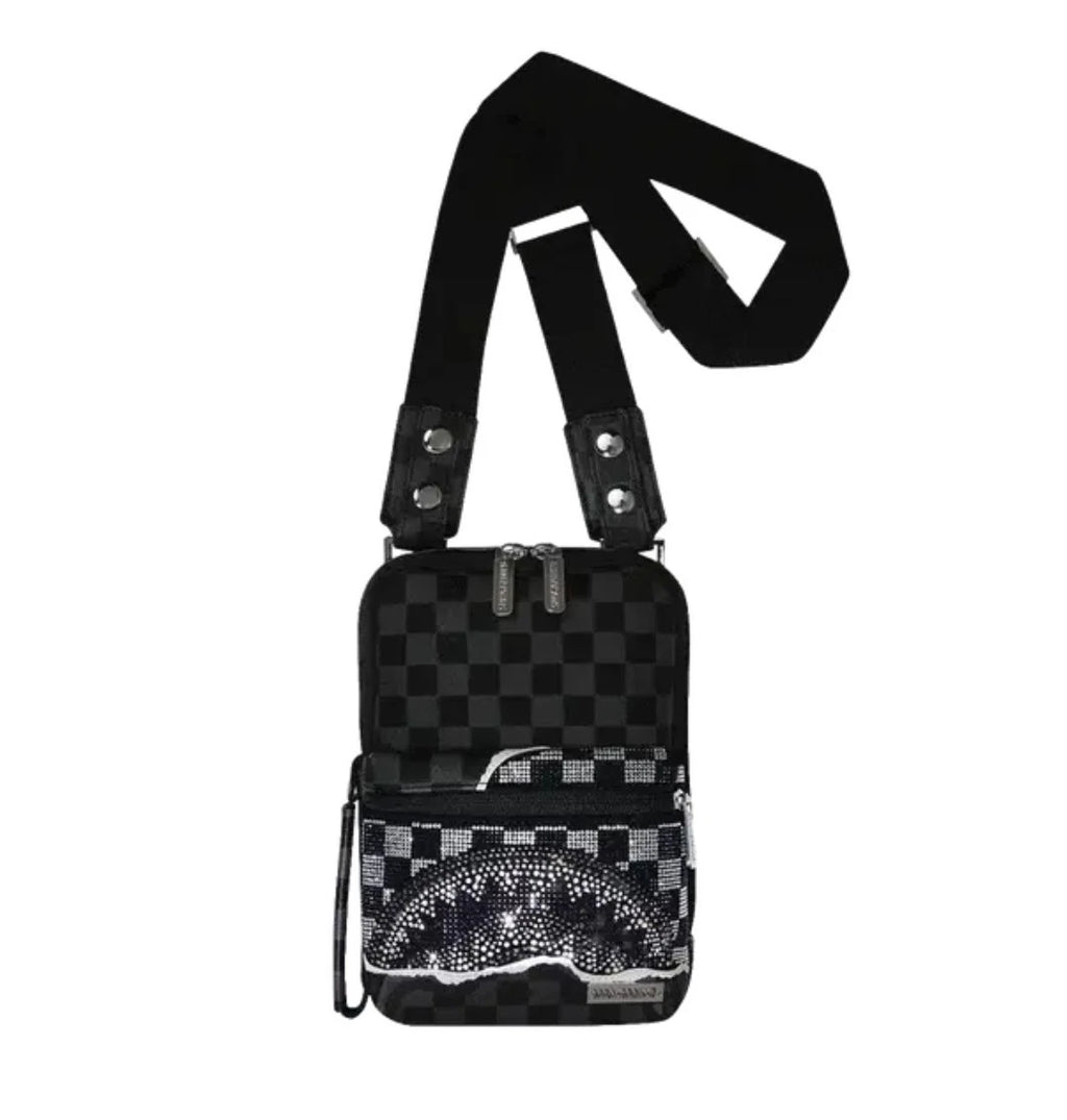 👹 B8247 unisex Sprayground Diamond Tear Shark OG Sling Bag