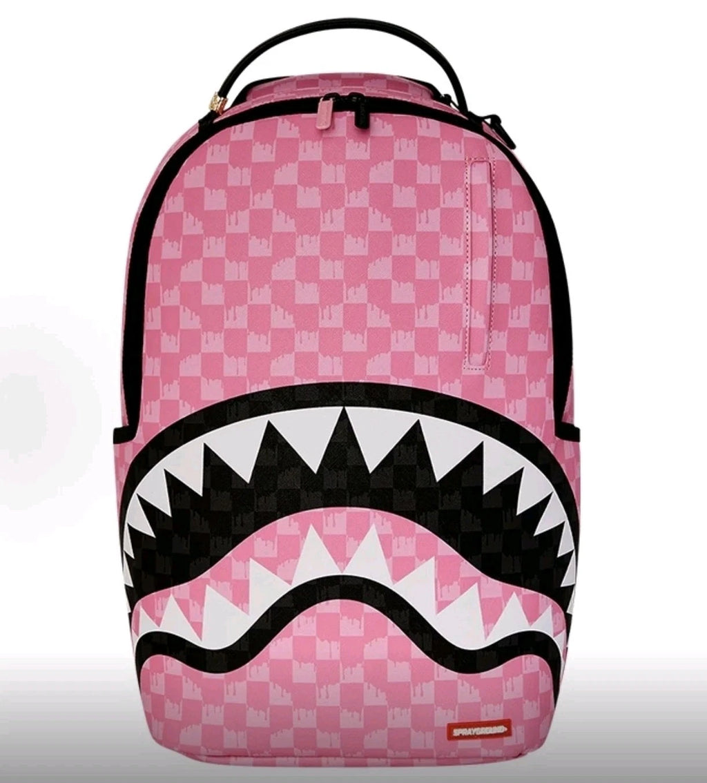 Sprayground Pink And Black Drip Check DLXSV Backpack