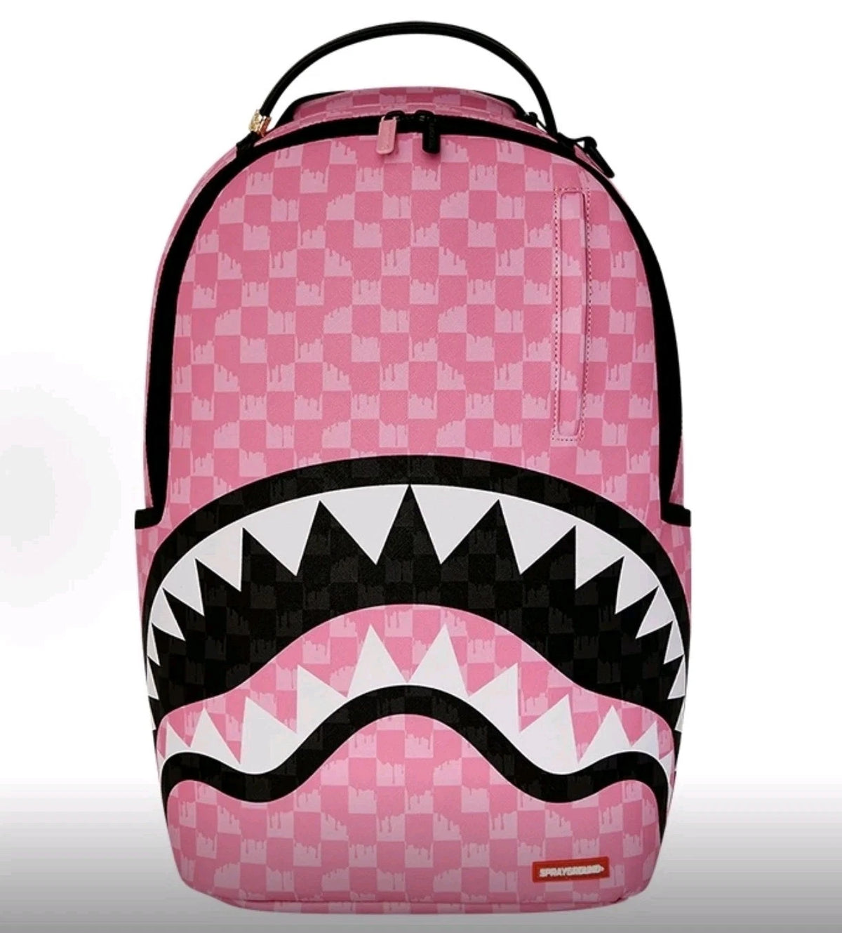 Sprayground Pink And Black Drip Check DLXSV Backpack