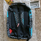Authenti Sprayground Gamma Teal Check Backpack New Black Bookbag Large SchoolBag