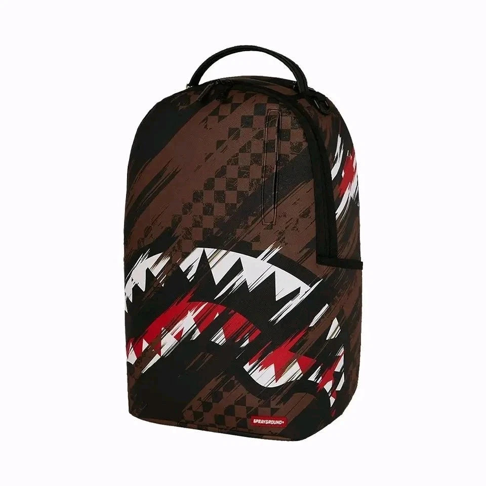 SPRAYGROUND LIMITED EDITION BACKPACK SMEARED GRUNGE SHARK BROWN BLACK SHARK NEW