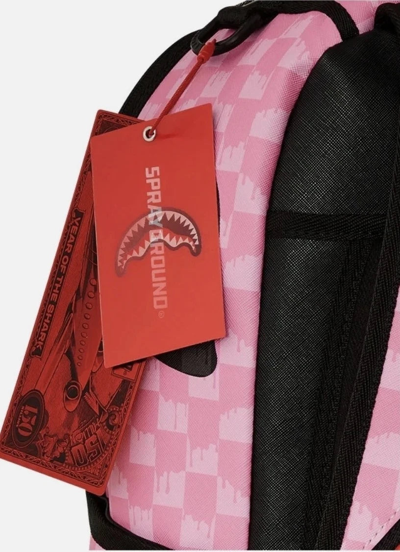 Sprayground Pink And Black Drip Check DLXSV Backpack