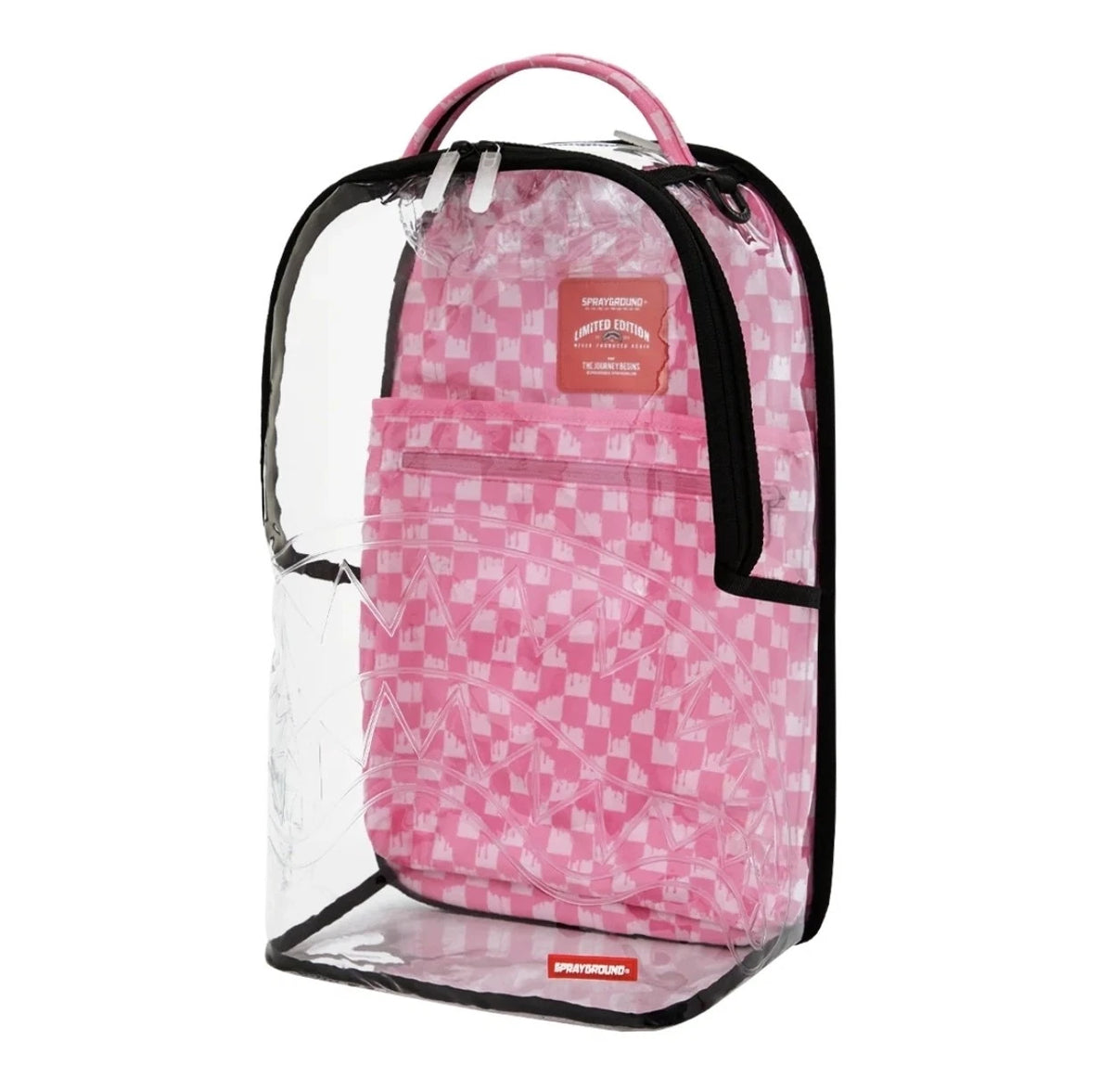 🔥🔥 Sprayground Clear Dlx Backpack - Checked Out (Pink Drip) Bag💥💥💥
