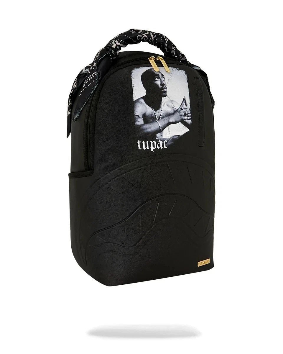 🔥🔥 Sprayground TUPAC Bandana Handle Backpack New Black Bookbag School Kids Bag
