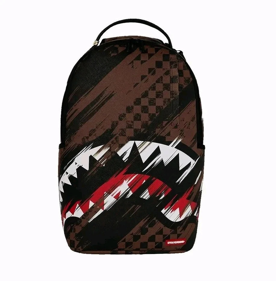 SPRAYGROUND LIMITED EDITION BACKPACK SMEARED GRUNGE SHARK BROWN BLACK SHARK NEW