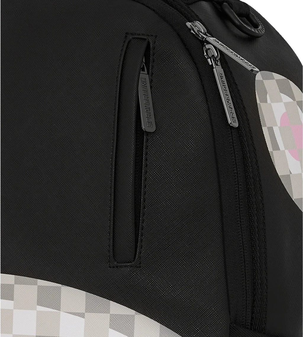 SHARK CENTRAL CREAM BLACK CHECK BACKPACK New Black Large Bookbag School Bag