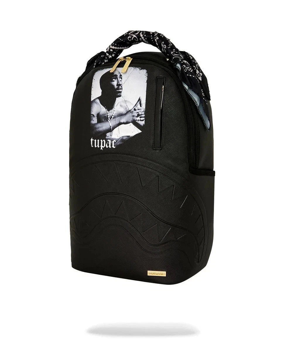 🔥🔥 Sprayground TUPAC Bandana Handle Backpack New Black Bookbag School Kids Bag