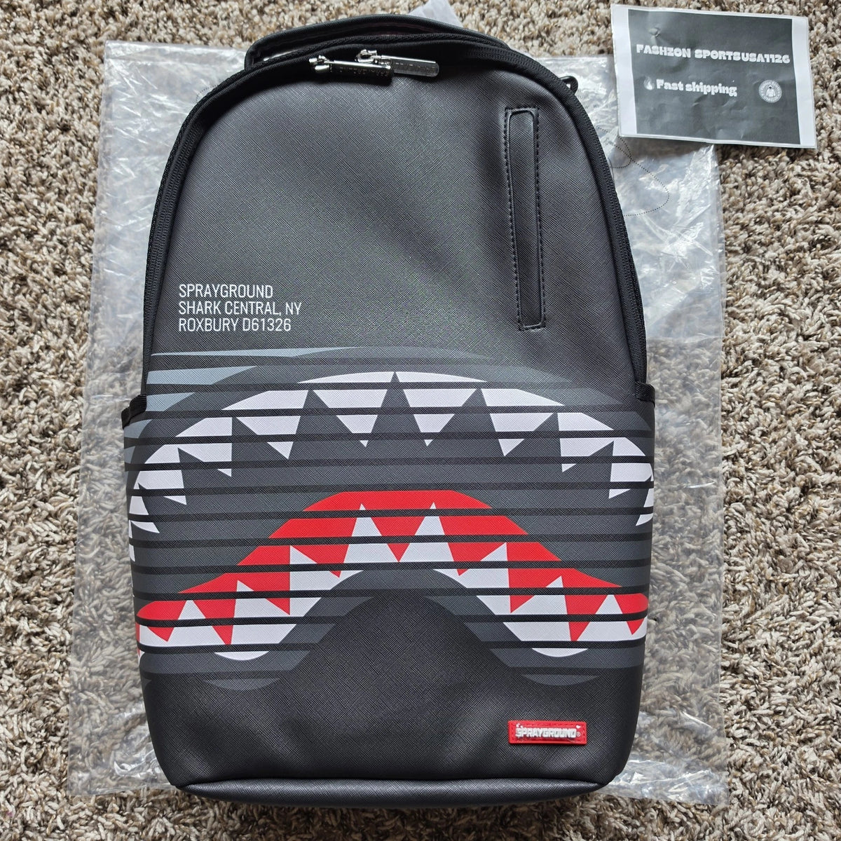 🔥🔥 Sprayground Central Wave Backpack New Black Bookbag Large School Bag
