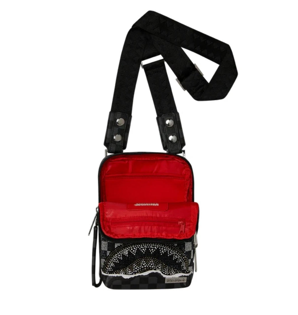 👹 B8247 unisex Sprayground Diamond Tear Shark OG Sling Bag