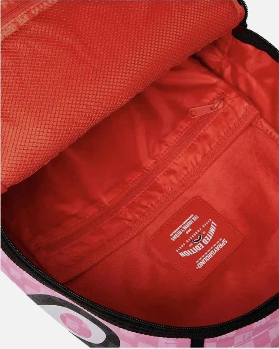 Sprayground Pink And Black Drip Check DLXSV Backpack