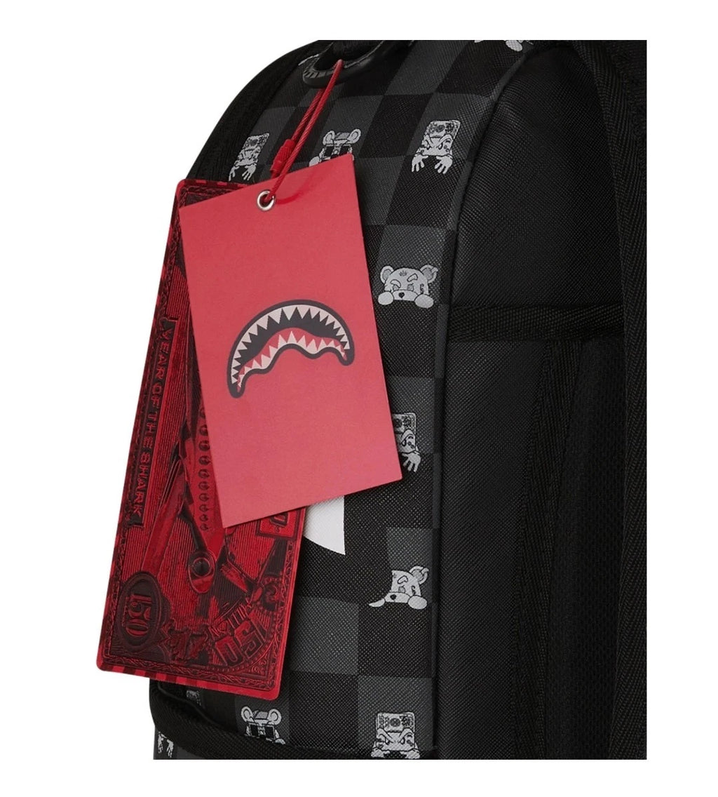 🔥 Sprayground Peeking Characters Backpack New Black Check Bookbag School Bag