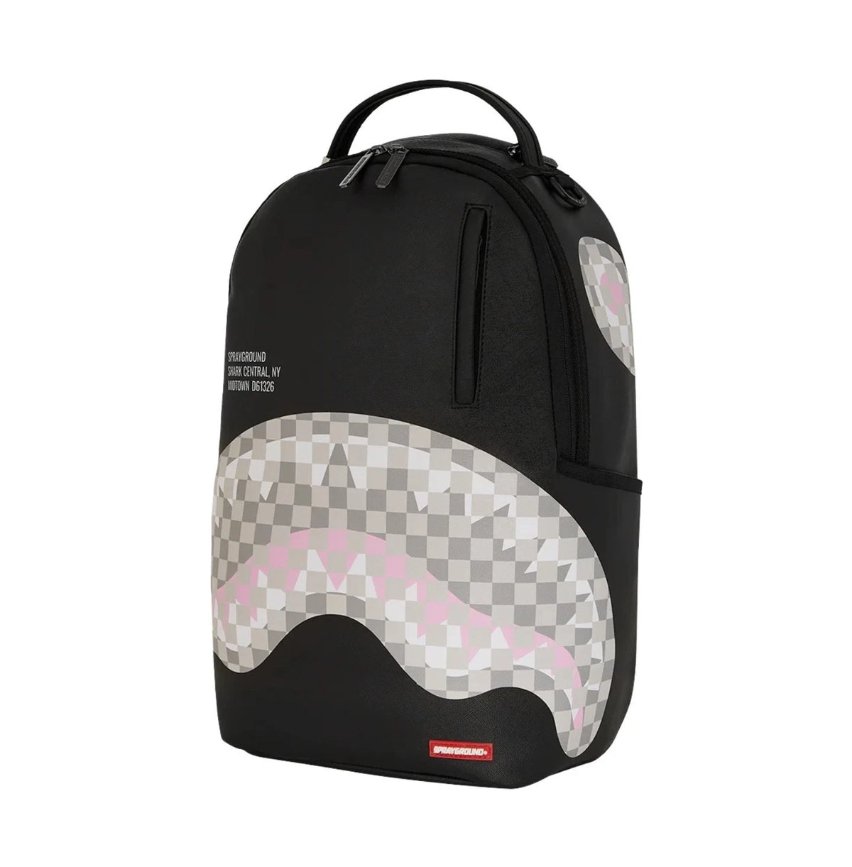 SHARK CENTRAL CREAM BLACK CHECK BACKPACK New Black Large Bookbag School Bag