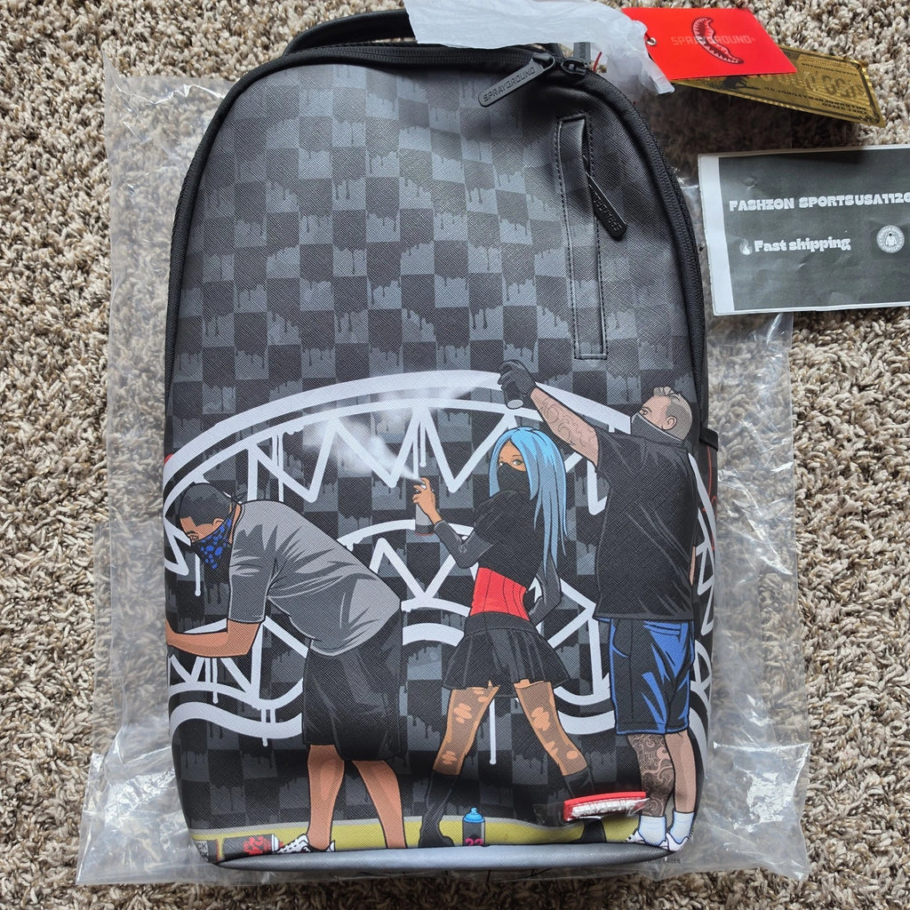 Sprayground Subway Vandals DLXR Backpack New Black Bookbag Large School Bag