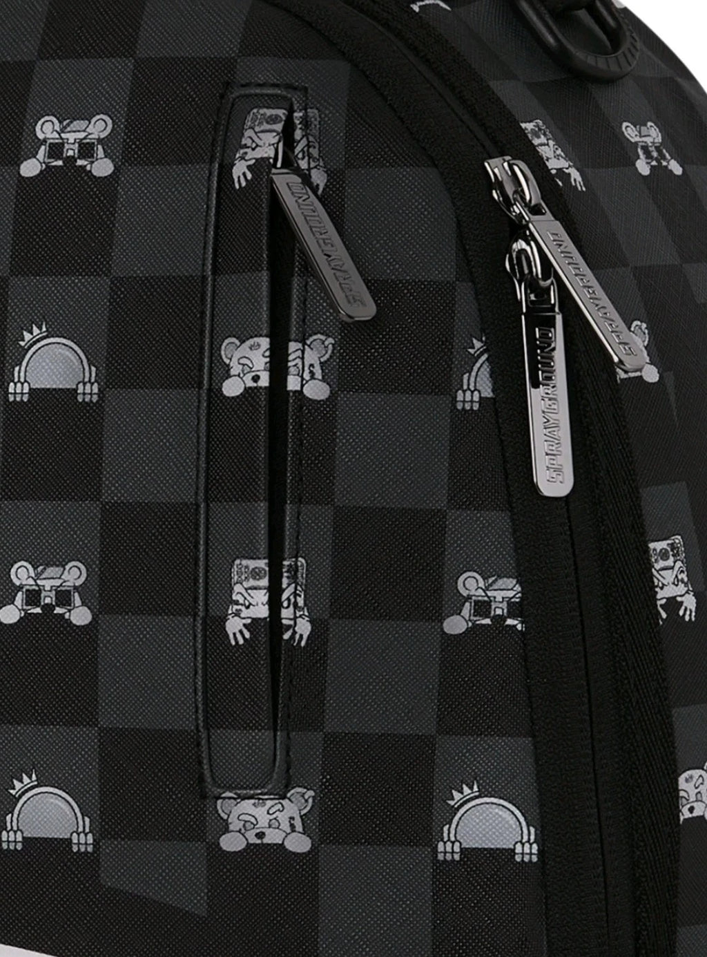 🔥 Sprayground Peeking Characters Backpack New Black Check Bookbag School Bag