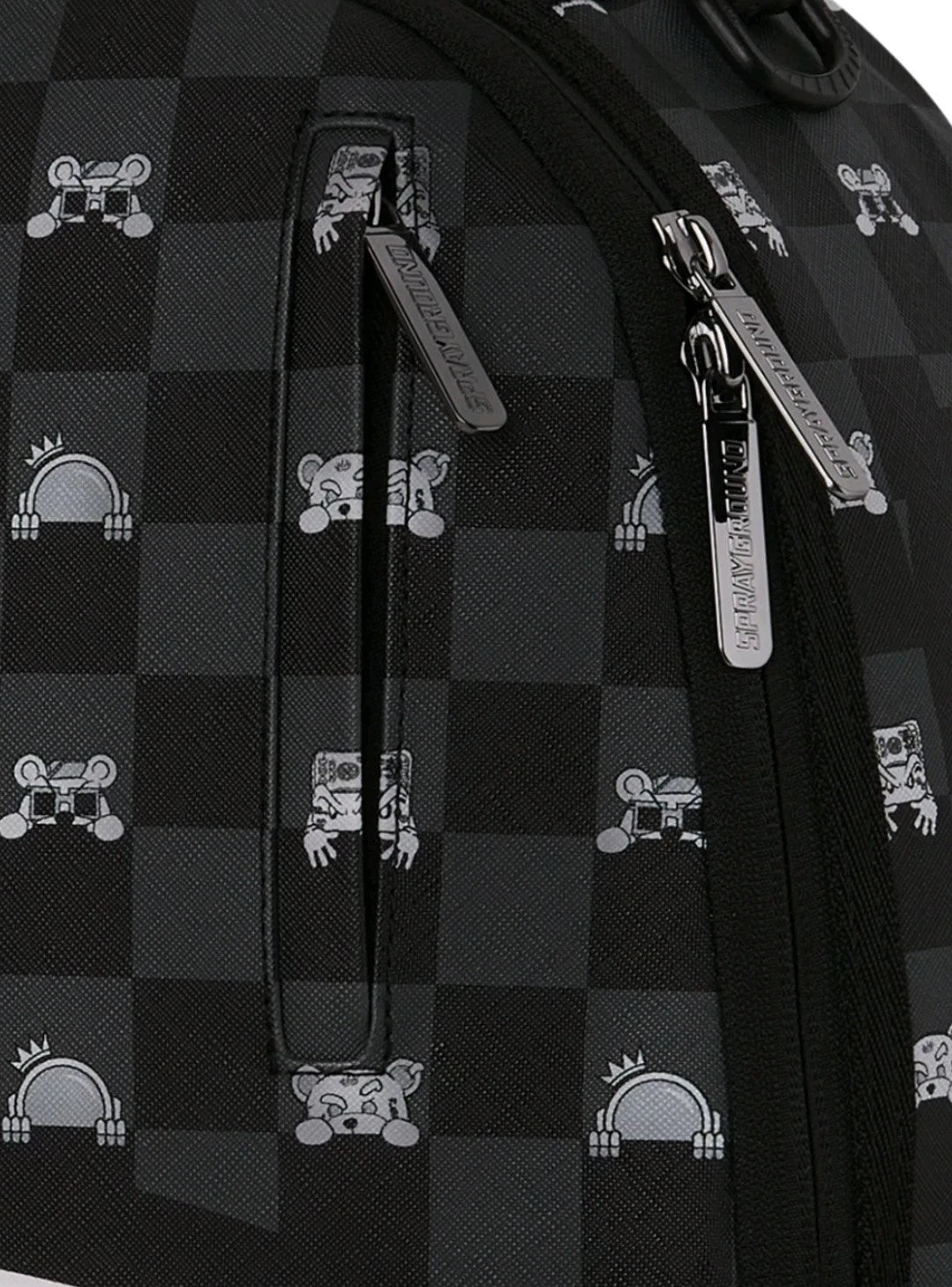 🔥 Sprayground Peeking Characters Backpack New Black Check Bookbag School Bag