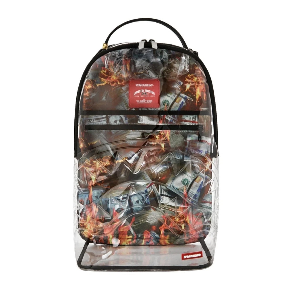 🔥Sprayground Stay Up Clear Backpack New PVC Transparent Bookbag Large School