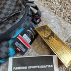 Authenti Sprayground Gamma Teal Check Backpack New Black Bookbag Large SchoolBag