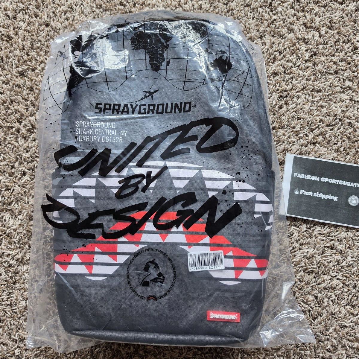 🔥🔥 Sprayground Central Wave Backpack New Black Bookbag Large School Bag