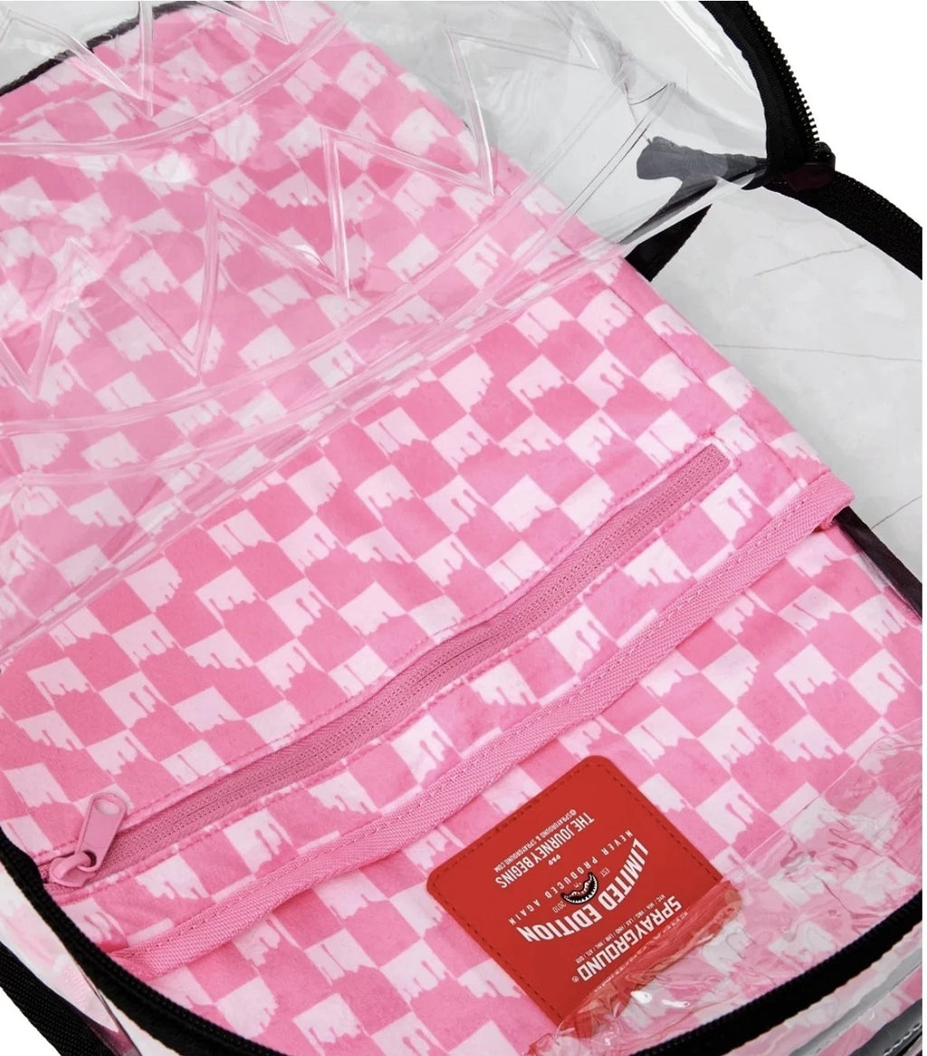 🔥🔥 Sprayground Clear Dlx Backpack - Checked Out (Pink Drip) Bag💥💥💥