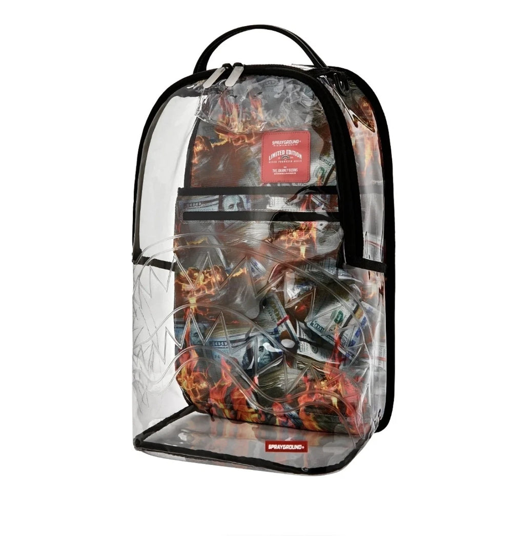 🔥Sprayground Stay Up Clear Backpack New PVC Transparent Bookbag Large School