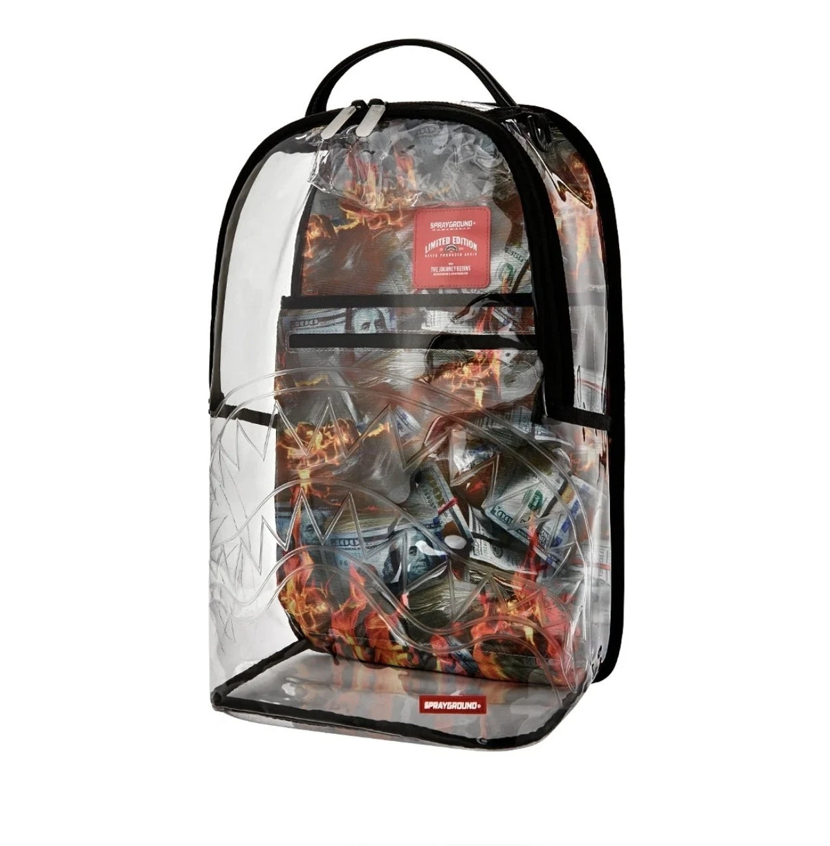 🔥Sprayground Stay Up Clear Backpack New PVC Transparent Bookbag Large School