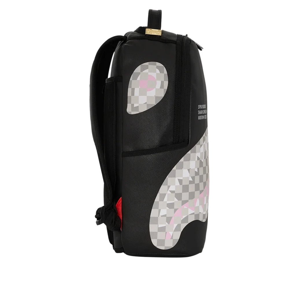 SHARK CENTRAL CREAM BLACK CHECK BACKPACK New Black Large Bookbag School Bag
