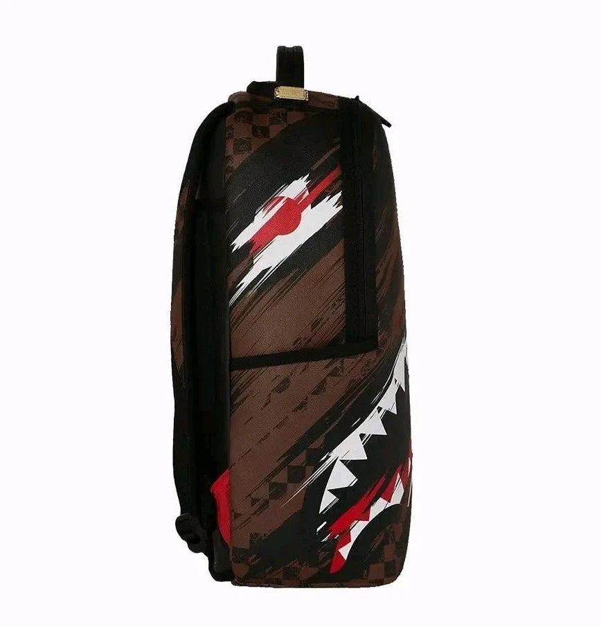 SPRAYGROUND LIMITED EDITION BACKPACK SMEARED GRUNGE SHARK BROWN BLACK SHARK NEW
