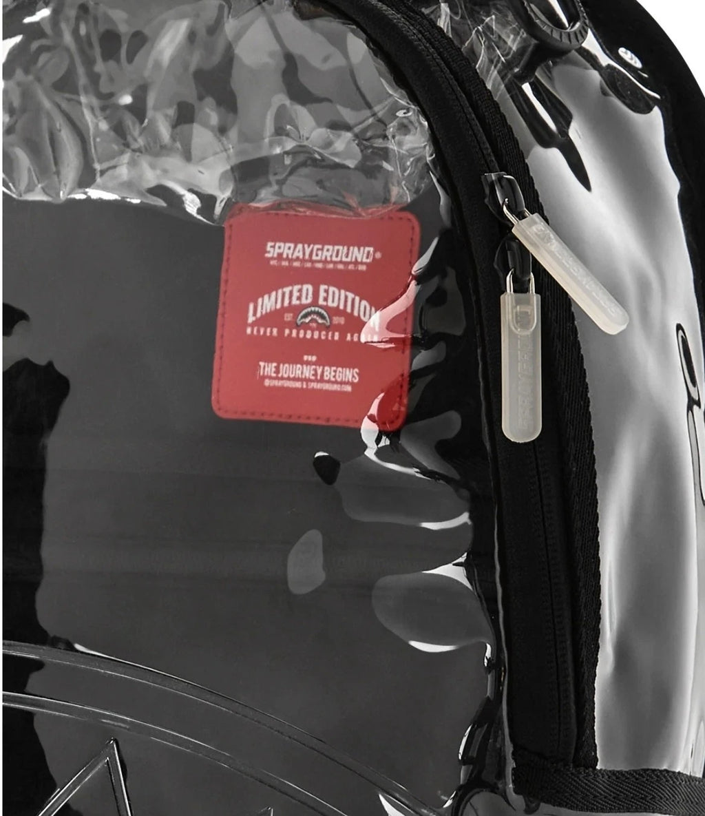🔥🔥 Sprayground SHARK CENTRAL - CLEAR BACKPACK New Black Bookbag LargeSchool