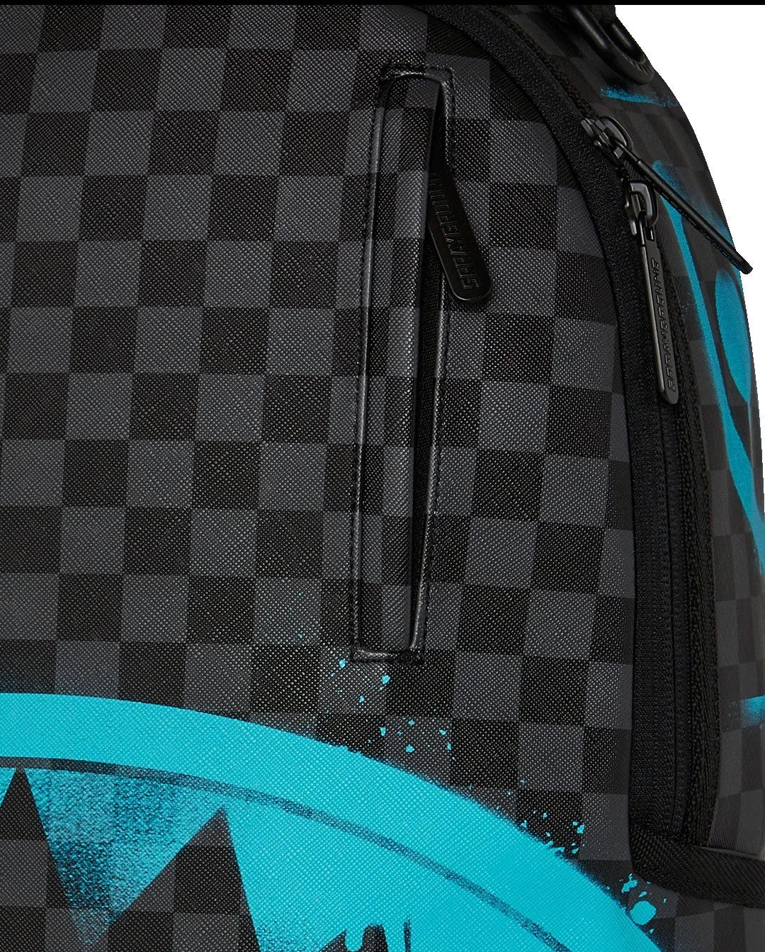 Authenti Sprayground Gamma Teal Check Backpack New Black Bookbag Large SchoolBag