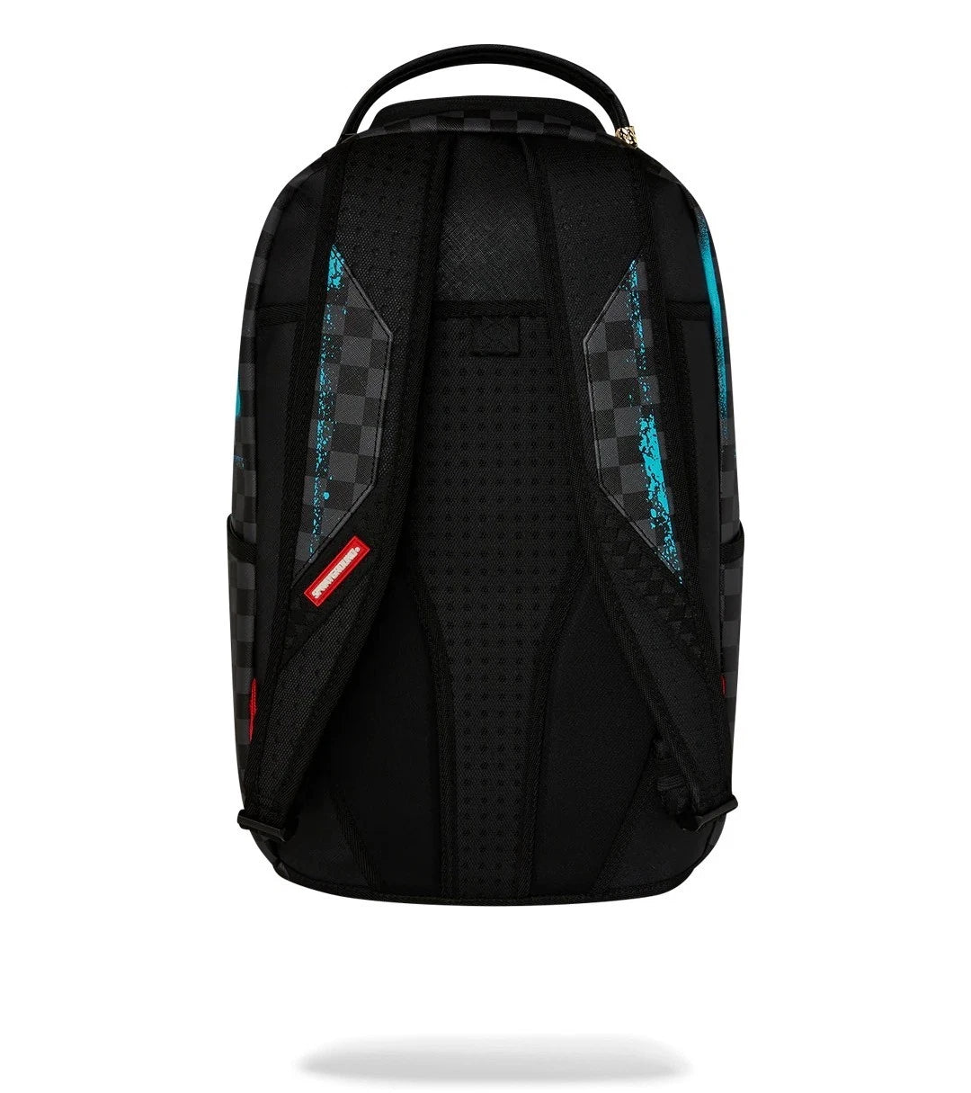Authenti Sprayground Gamma Teal Check Backpack New Black Bookbag Large SchoolBag