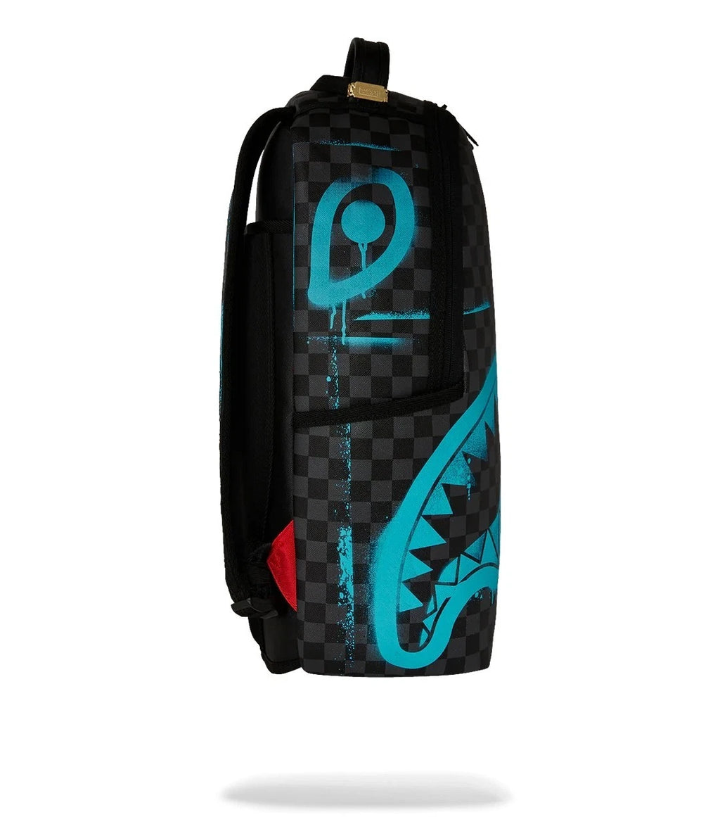 Authenti Sprayground Gamma Teal Check Backpack New Black Bookbag Large SchoolBag