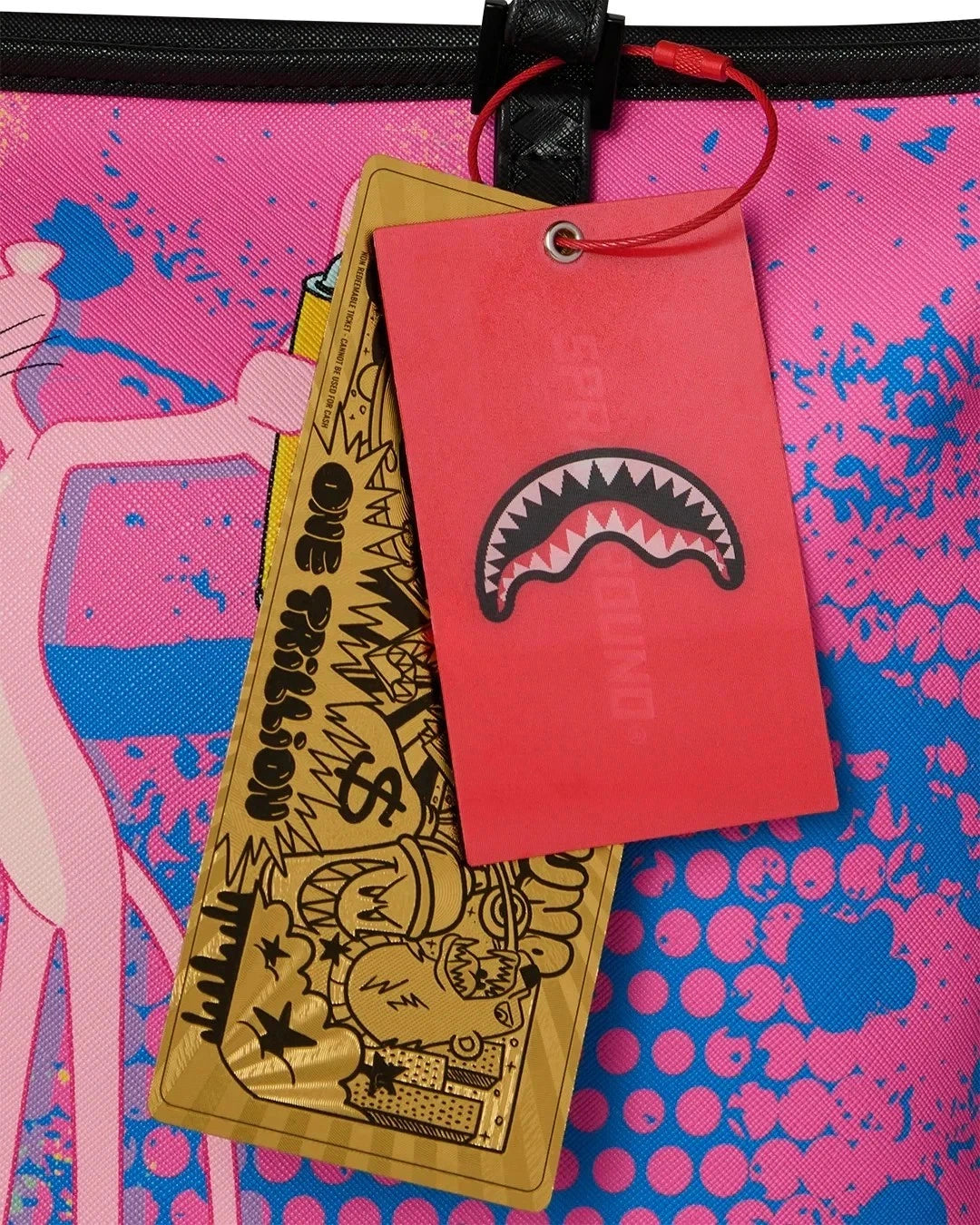 🔥🔥 Sprayground Pink Panther ART HEIST ToteNew Black Travel Large Shoulder Bag