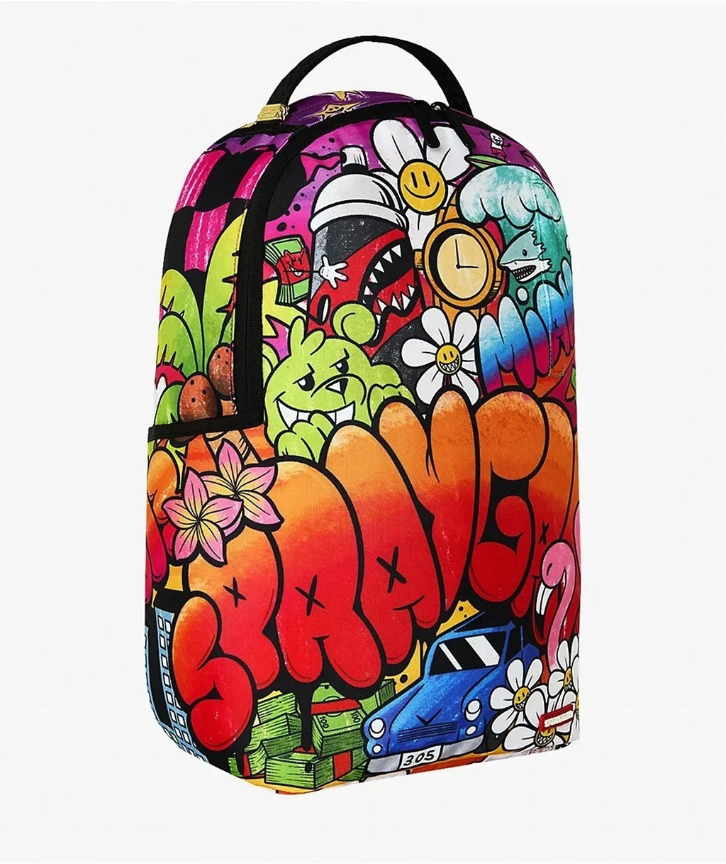 🔥🔥 Sprayground Miami Doodle Daydream Backpack New Black Bookbag School Bag 💥