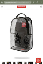 🔥🔥 Sprayground SHARK CENTRAL - CLEAR BACKPACK New Black Bookbag LargeSchool