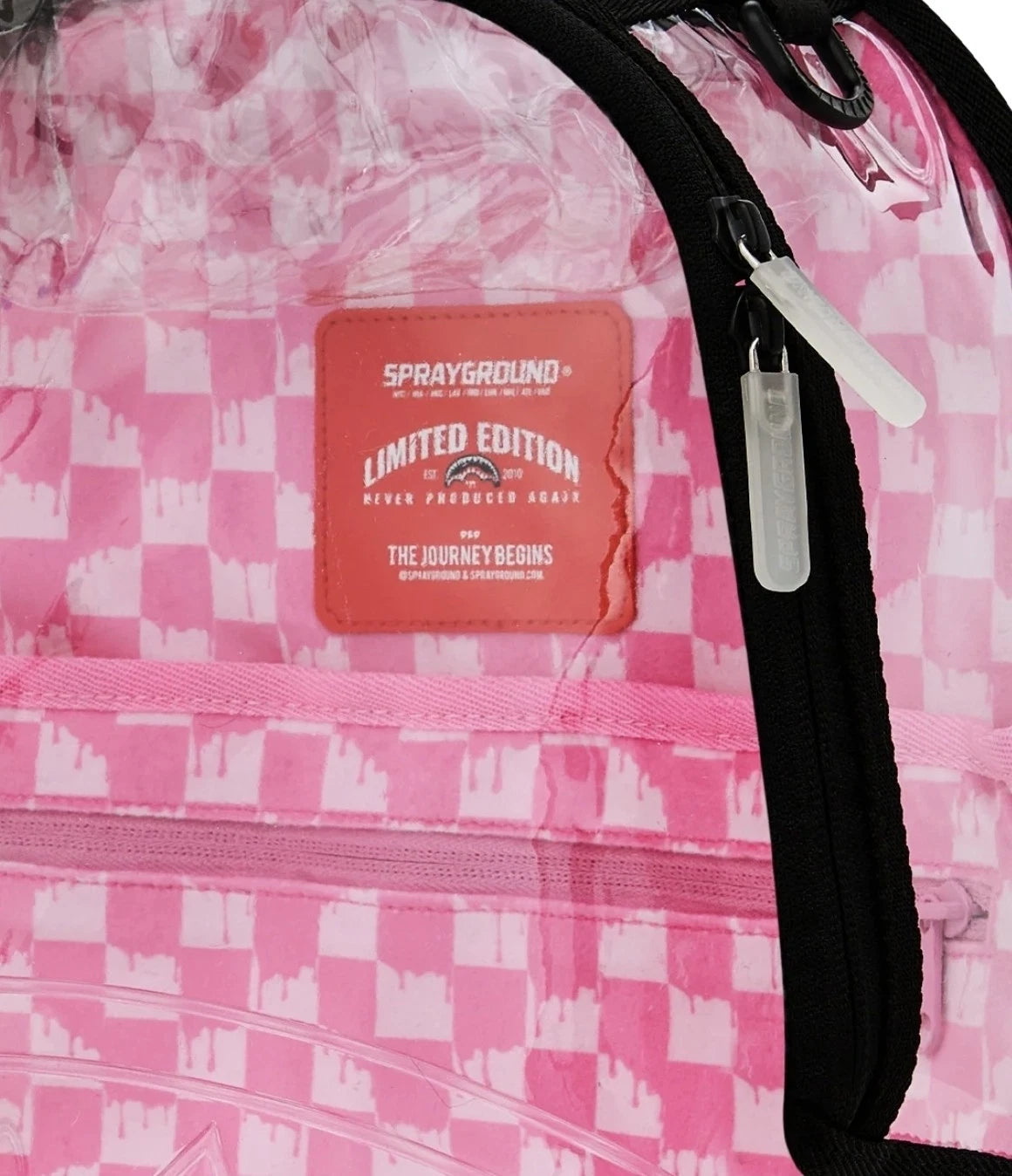 🔥🔥 Sprayground Clear Dlx Backpack - Checked Out (Pink Drip) Bag💥💥💥