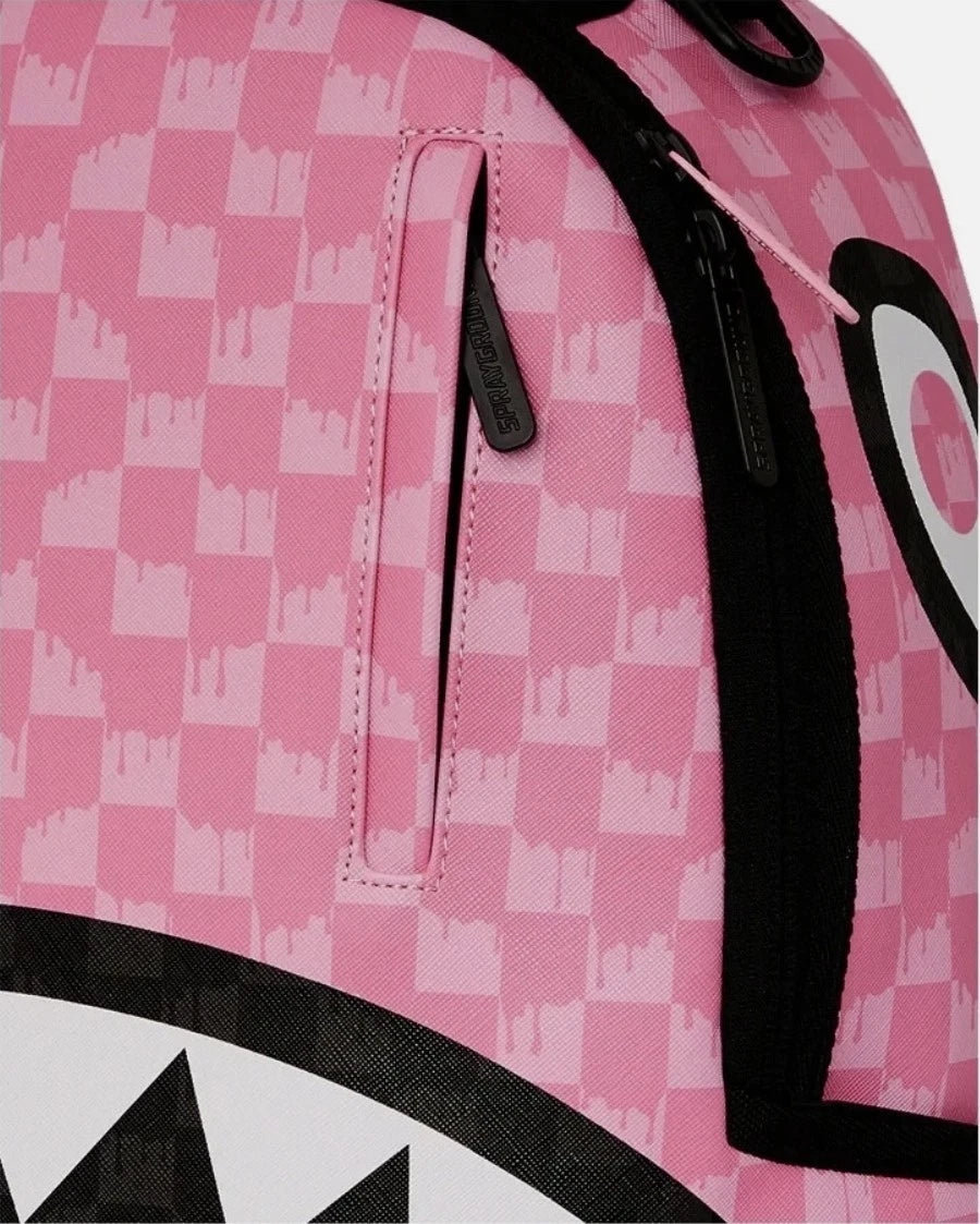 Sprayground Pink And Black Drip Check DLXSV Backpack