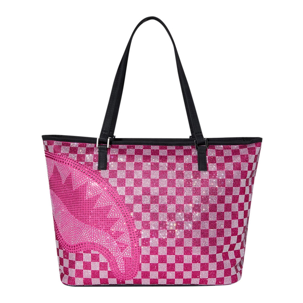 Sprayground Trinity Sip Tote Bag Pink Checkerboard Shark Mouth Women's Tote New