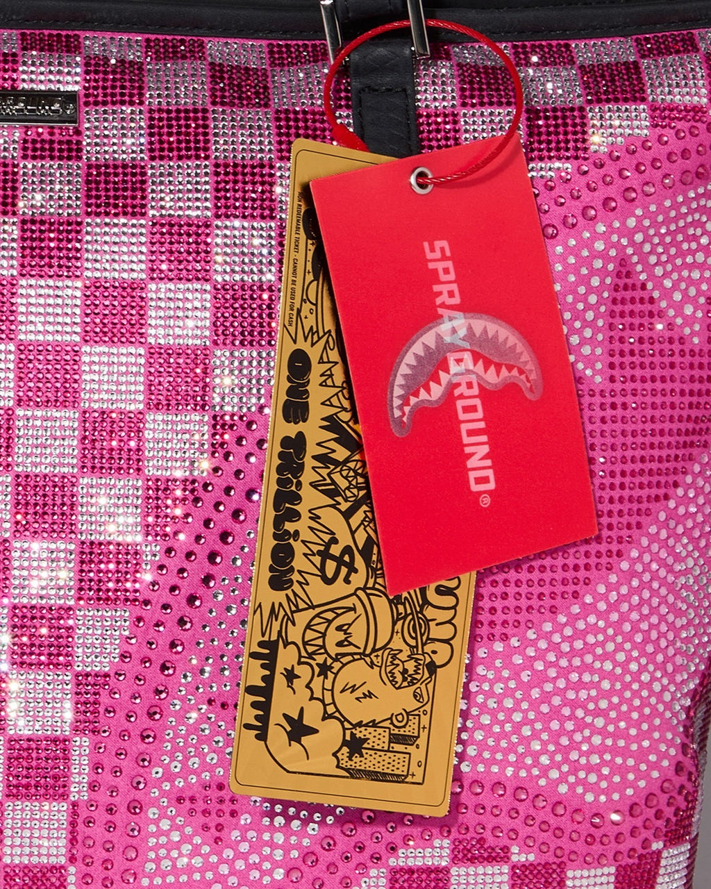 Sprayground Trinity Sip Tote Bag Pink Checkerboard Shark Mouth Women's Tote New